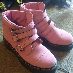 Pink suede Doc Martens